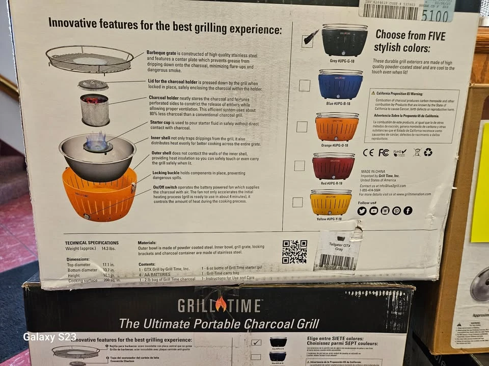 Grill Time Tailgater GTX Portable Charcoal Grill Starter Pack - Gray UPG-G-18(Grill Time Tailgater Gtx Portable Charcoal Grill Starter Pack Gray Upg G 18) 2 Grill Time Tailgater GTX Portable Charcoal Grill Starter Pack - Gray UPG-G-18(Grill Time Tailgater Gtx Portable Charcoal Grill Starter Pack Gray Upg G 18) - Image 2