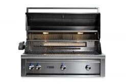 Lynx 42" Professional Built In Grill With 1 Trident Infrared Burner & 2 Ceramic Burners And Rotisserie (L42TR)(Lynx 42 Professional Built In Grill With 1 Trident Infrared Burner 2 Ceramic Burners And Rotisserie L42tr) -Barbecue Supplies Store L42ATR lid open lights on 2
